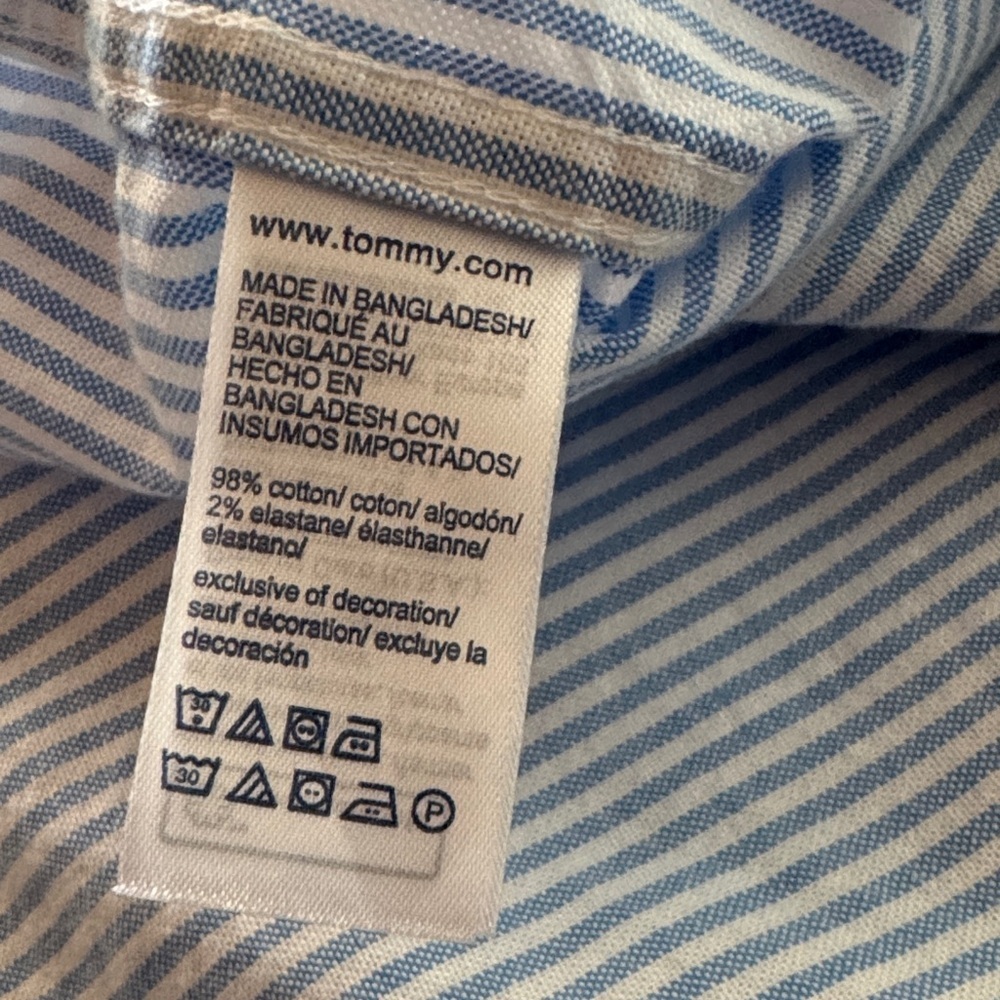 Tommy Hilfiger Kids Blue Striped Button-Down Shirt - Picture 3 of 5